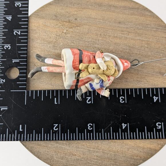 Handmade Santa Christmas Ornament Dangle Skinny Leg OOAK Clay Unique Tradition - Picture 8 of 8